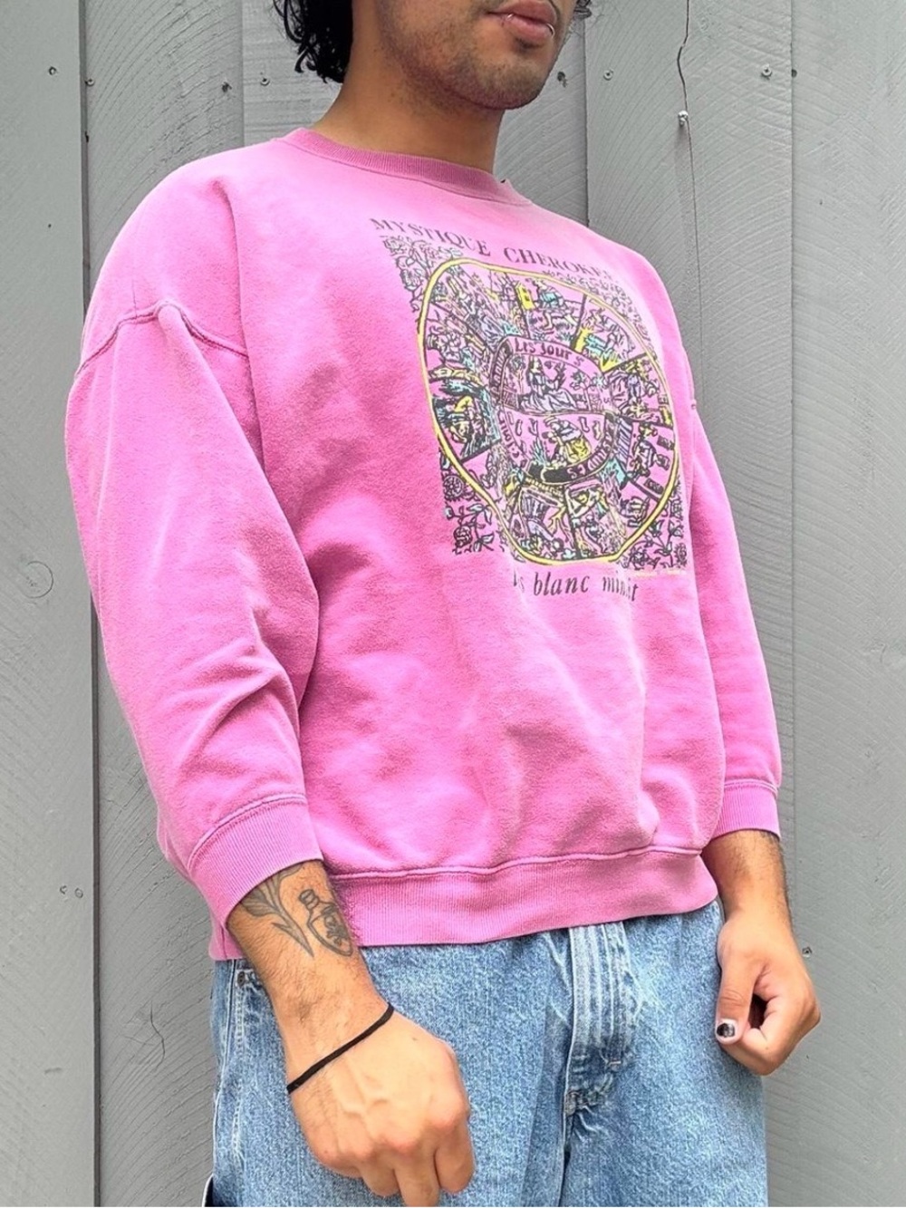 Cherokee Pink Graphic Crewneck Sweatshirt for Men